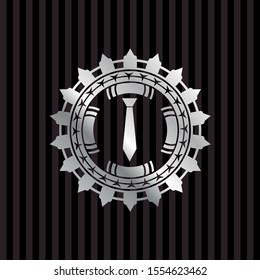 necktie icon inside silver badge