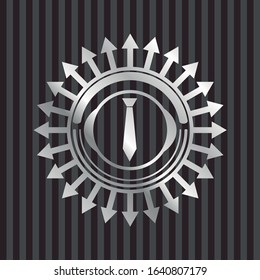 necktie icon inside silver badge