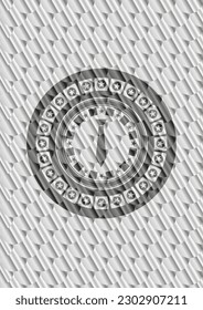 necktie icon inside silver color badge or emblem. Scales pattern. Vector Illustration. Detailed. 