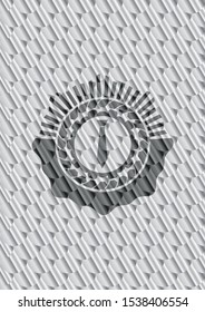 necktie icon inside silver emblem or badge. Scales pattern. Vector Illustration. Detailed.