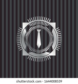 necktie icon inside silver emblem