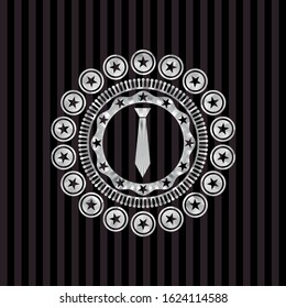 necktie icon inside silver shiny emblem