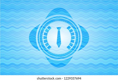 necktie icon inside water badge background.