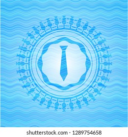 necktie icon inside water representation emblem background.