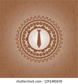 necktie icon inside wood emblem. Vintage.