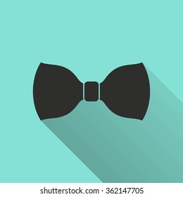 Necktie  icon with long shadow, flat design. Vector illustration.