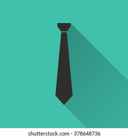 Necktie  icon with long shadow, flat design. Vector illustration.