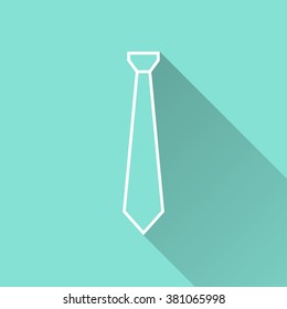Necktie  icon with long shadow, flat design. Vector illustration.