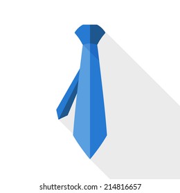 Necktie icon with long shadow on white background
