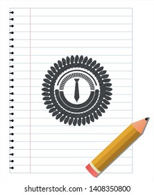necktie icon pencil strokes emblem. Vector Illustration. Detailed.