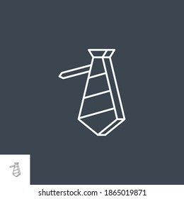 Icono de corbata. Icono de la línea del vector relacionado con el cuello. Aislado en fondo negro. Stroke editable.