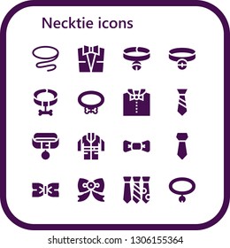 necktie icon set. 16 filled necktie icons.  Simple modern icons about  - Tie, Suit, Collar, Bow tie, Jacket