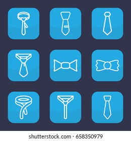 Necktie icon. set of 9 outline necktie icons such as tie