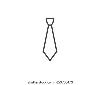 Necktie icon, Tie symbol line sign design. Dress code style element. Professional clothing textile fabric. Simple clothes icon. Long piece of cloth outline. Necktie, tie, icon, button, neck, party