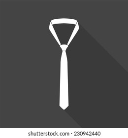 necktie icon - vector illustration with long shadow isolated on gray 