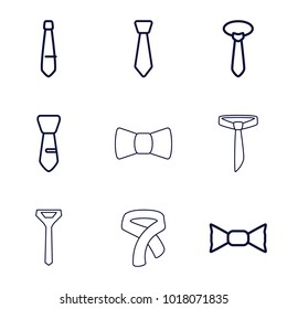 Necktie icons. set of 9 editable outline necktie icons such as tie