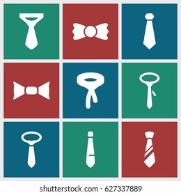 Necktie icons set. set of 9 necktie filled icons such as tie