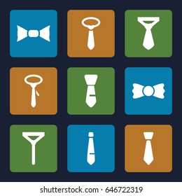 Necktie icons set. set of 9 necktie filled icons such as tie