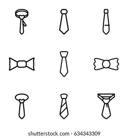 Necktie icons set. set of 9 necktie outline icons such as tie