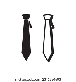 Necktie icons vector. Two-tone version on white background, Collection of men's tie icons isolated on a white background. Vector illustration