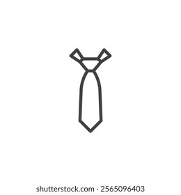 Necktie with a knot line icon. linear style sign for mobile concept and web design. Tie, necktie outline vector icon. Symbol, logo illustration. Vector graphics