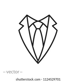 Necktie linear vector icon, line sign isolated on white background - editable stroke, vector illustration eps10