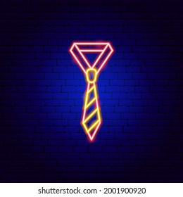 Necktie Neon Sign. Vector Illustration of Clothes Promotion.