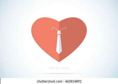 necktie on red heart, crm and business concept