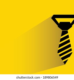 necktie on yellow background, flat and shadow style