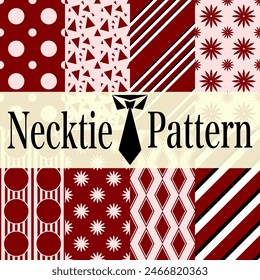 Necktie Pattern Design Concept Fashion tie Accessory. Necktie Print Elements Vector illustration. Matches with the Suit and Shirts.