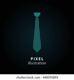 Necktie - pixel icon. Vector Illustration. Design logo element. Isolated on black background. It is easy to change to any color.