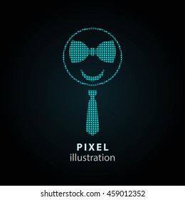 Necktie - pixel icon. Vector Illustration. Design logo element. Isolated on black background. It is easy to change to any color.