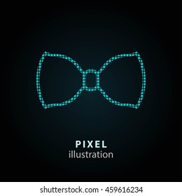 Necktie - pixel icon. Vector Illustration. Design logo element. Isolated on black background. It is easy to change to any color.