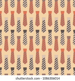 Necktie Seamless Pattern - Rows of striped neckties seamless pattern in cream, yellow, orange, and brown colors for Father's Day