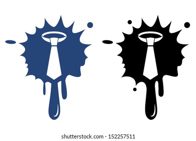 Necktie - vector blue and black icon isolated