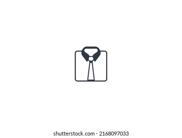 Necktie vector flat emoticon. Isolated Business Shirt illustration. Shirt And Tie icon