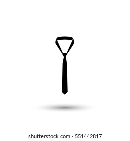 Necktie vector icon with round  shadow