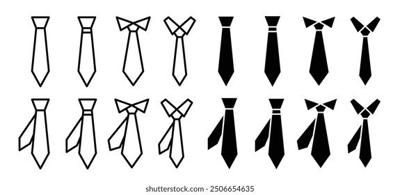 Necktie vector icon set. Isolated tie icon representing professional business man dress code