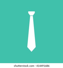Necktie    vector icon. White  illustration isolated on green  background for graphic and web design.
