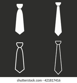 Necktie   vector icon. White illustration isolated on black background for graphic and web design.
