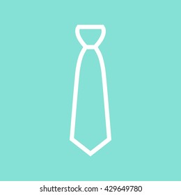 Necktie    vector icon. White  Illustration isolated on green  background for graphic and web design.