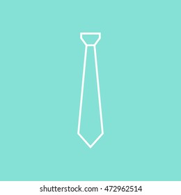 Necktie vector icon. White illustration isolated on green background for graphic and web design.