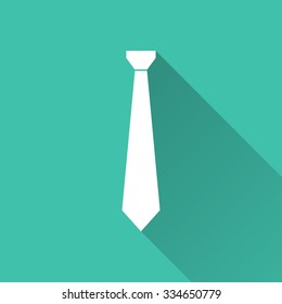 Necktie  - vector icon in white on a green background.