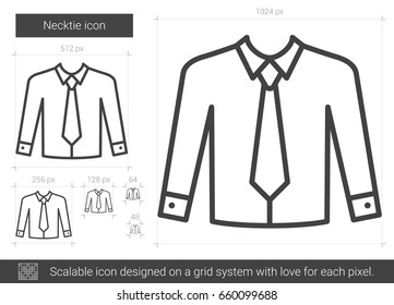 Necktie vector line icon isolated on white background. Necktie line icon for infographic, website or app. Scalable icon designed on a grid system.