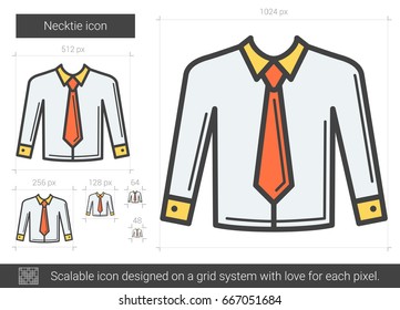 Icono de la línea vector necktie aislado en el fondo blanco. Icono de línea de corbata para infografía, sitio web o aplicación. Icono escalable diseñado en un sistema de cuadrícula.