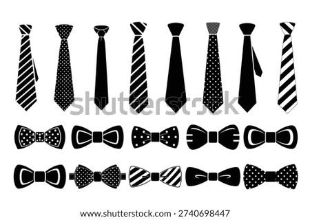 Neckties and Bow Ties Silhouette Collection