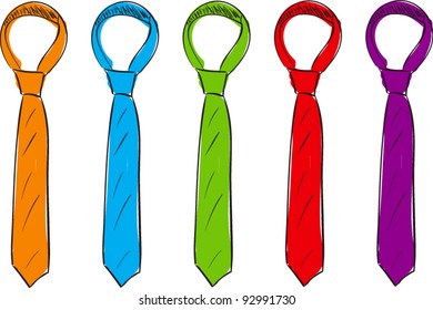 Neckties set cartoon sketch vector illustration