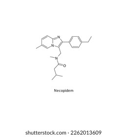 Medicamento de tipo Z (no benzodiazepina) con estructura molecular esquelética plana necopidal utilizado en el tratamiento de la ansiedad. Ilustración vectorial.