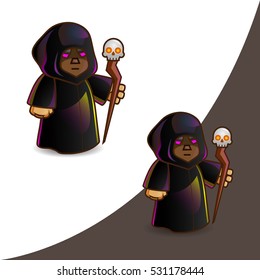 Necromancer game character. Wizard necromancer. Vector illustration EPS10.