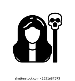 Necromancer Glyph Icon, Vector illustration